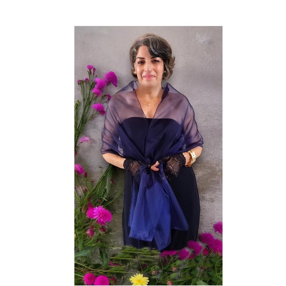 Echarpe Festa Modelo Cristal  Azul Marinho