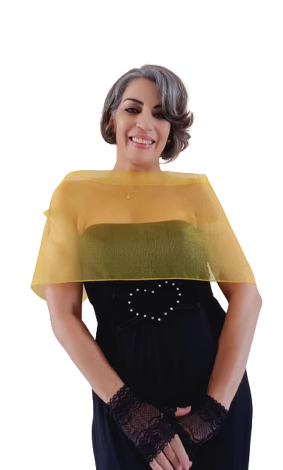 Echarpe Modelo Bolero Amarelo Ouro Busto 99cm