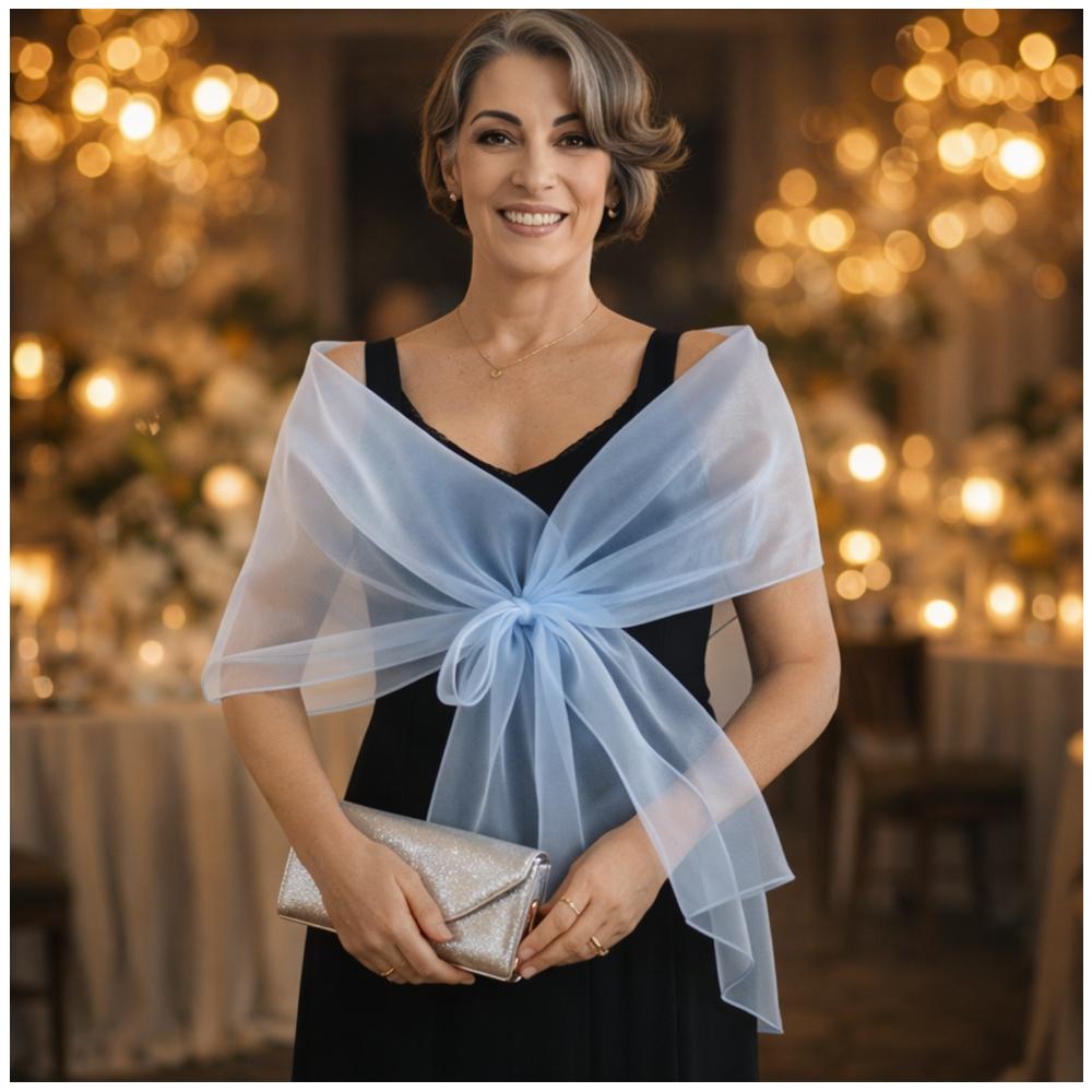Echarpe Festa Azul Claro Casamento Formatura Madrinha