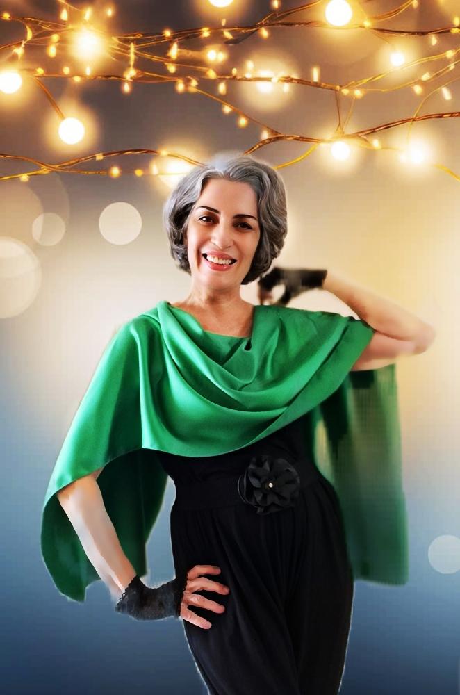 Echarpe Crepe de Seda Verde Esmeralda Madrinha Formatura