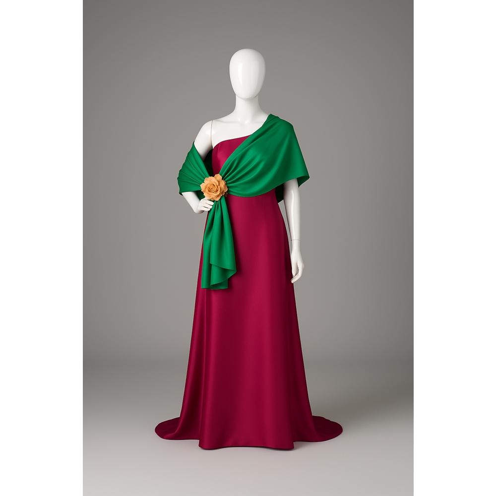 Echarpe Crepe de Seda Verde Esmeralda Madrinha Formatura