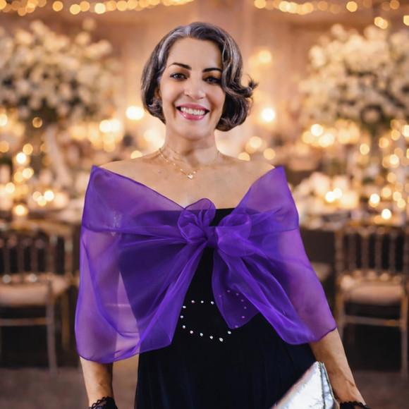 Bolero Echarpe Festa Casamento Madrinha Roxo Violeta