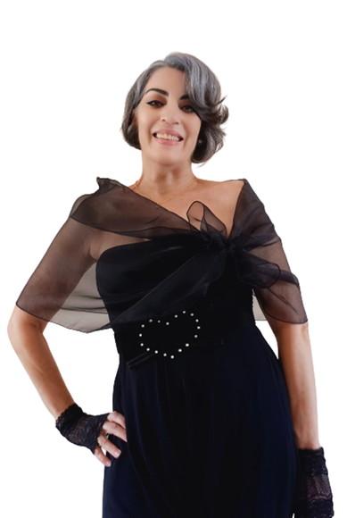 Echarpe Bolero Preto Cristal Busto 99 cm Tamanho P até m