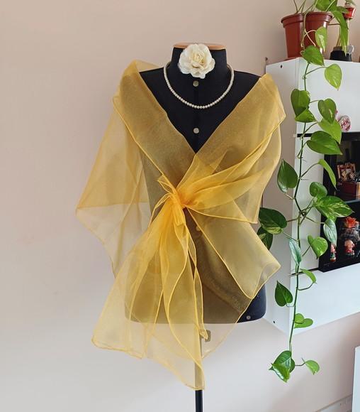 Echarpe Festa Amarelo Ouro Modelo Cristal Por Encomenda