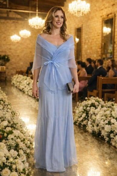 Echarpe Festa Azul Serenity Casamento Formatura Cristal