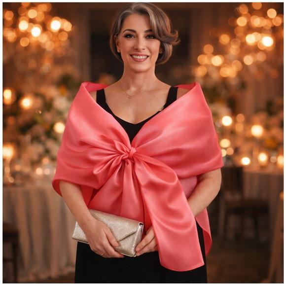 Echarpe Festa Coral Rosado Organdi Tamanhos m G ou Gg