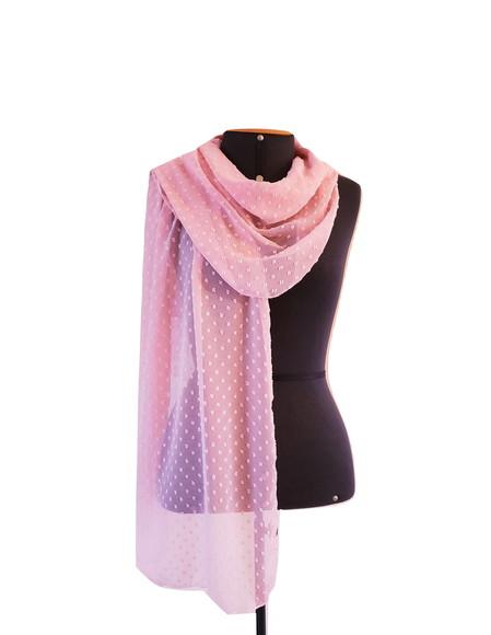 Echarpe Festa Rosa Longa em Chiffon de Seda Transparente