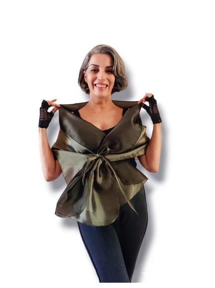 Echarpe Festa Verde Oliva Tamanho Gg G ao Plus Size