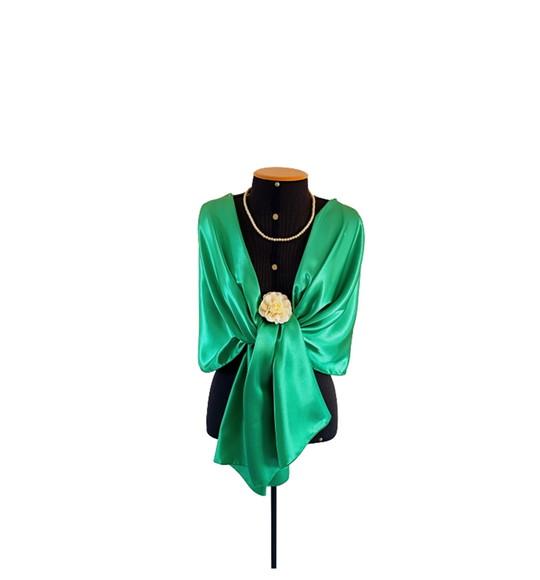Echarpe Festa Verde Esmeralda Claro Extra Longa - Última