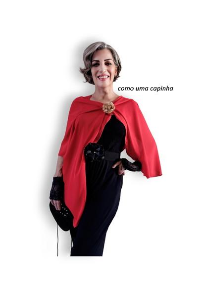 Echarpe Festa Vermelho Crepe de Seda Longa