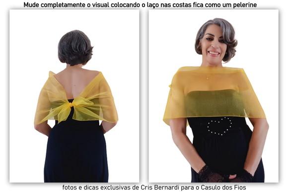 Echarpe Modelo Bolero Amarelo Ouro Busto 99cm