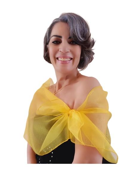 Echarpe Modelo Bolero Amarelo Ouro Busto 99cm