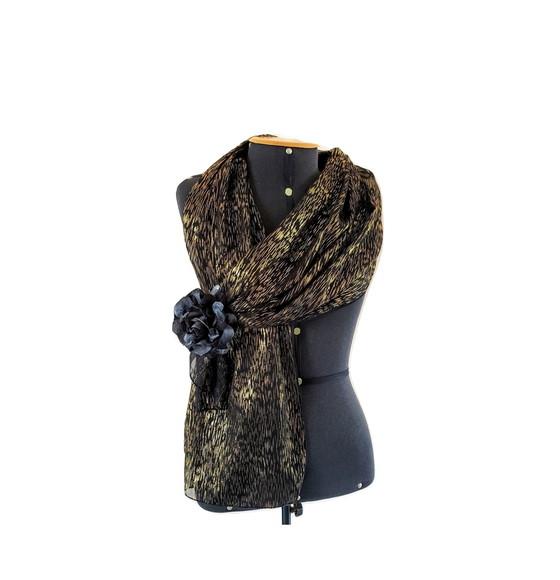Lenço de Festa Dourado Chiffon de Seda Transparente Promoção