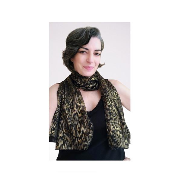 Lenço de Festa Dourado Chiffon de Seda Transparente Promoção