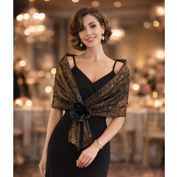 Lenço de Festa Dourado Chiffon de Seda Transparente Promoção