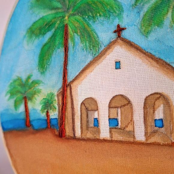 Porta Alianças Pronta Entrega Igrejinha Pintura e Bordado Manual