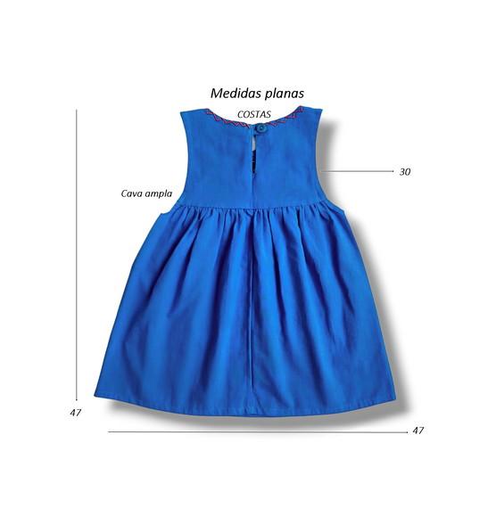 Vestido Infantil 2 a 3 Anos Mexicano Bordado a Mão Azul