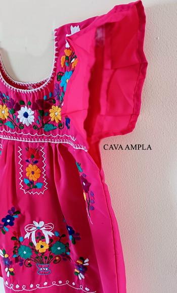Vestido Infantil 3 a 4 Anos Mexicano Bata Pink Bordado a Mão