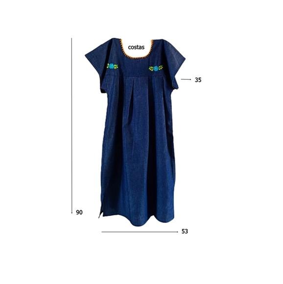 Vestido Jeans Bordado a Mão 8 a 10 Anos Mexicano