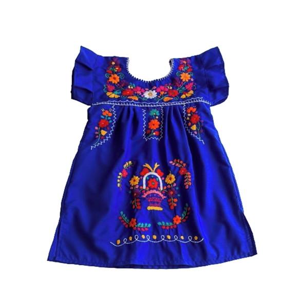 Vestido Infantil Bordado à Mão Mexicano 3 a 4 Anos