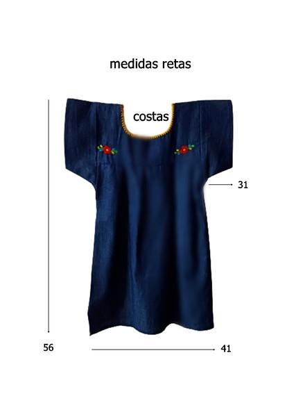 Vestido Infantil Jeans Bordado a Mão 4 a 6 Anos Mexicano