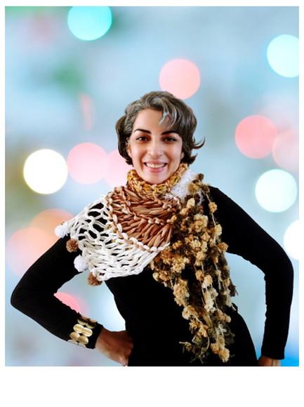 Cachecol Feminino Tricô Pom Pom