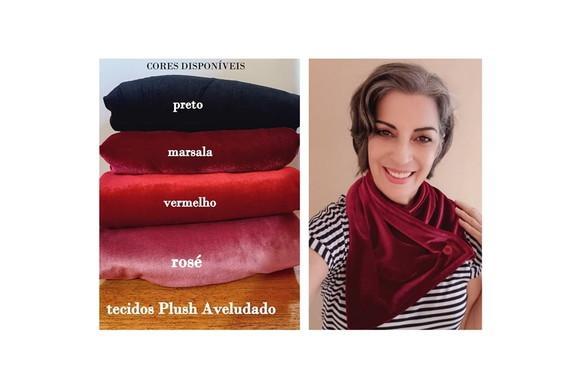 Cachecol Gola Avulsa Vermelha Veludo com Botão Anti-Alérgico