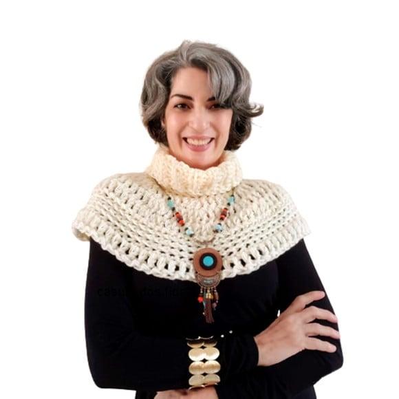 Gola de Crochê Estilo Pelerine Substitui o Cachecol