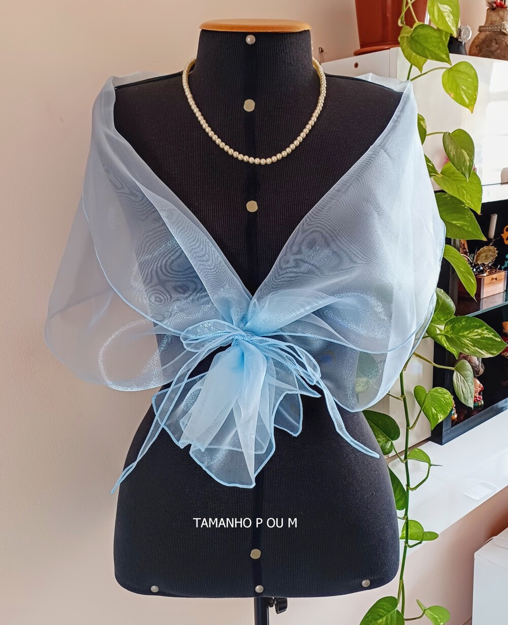 Echarpe Festa Modelo Bolero Azul Serenity