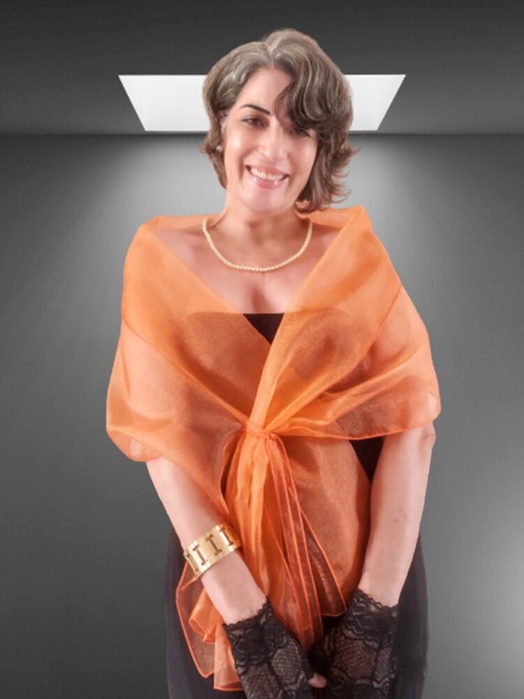Echarpe Festa Modelo Cristal Laranja Terracota Casamento Formatur