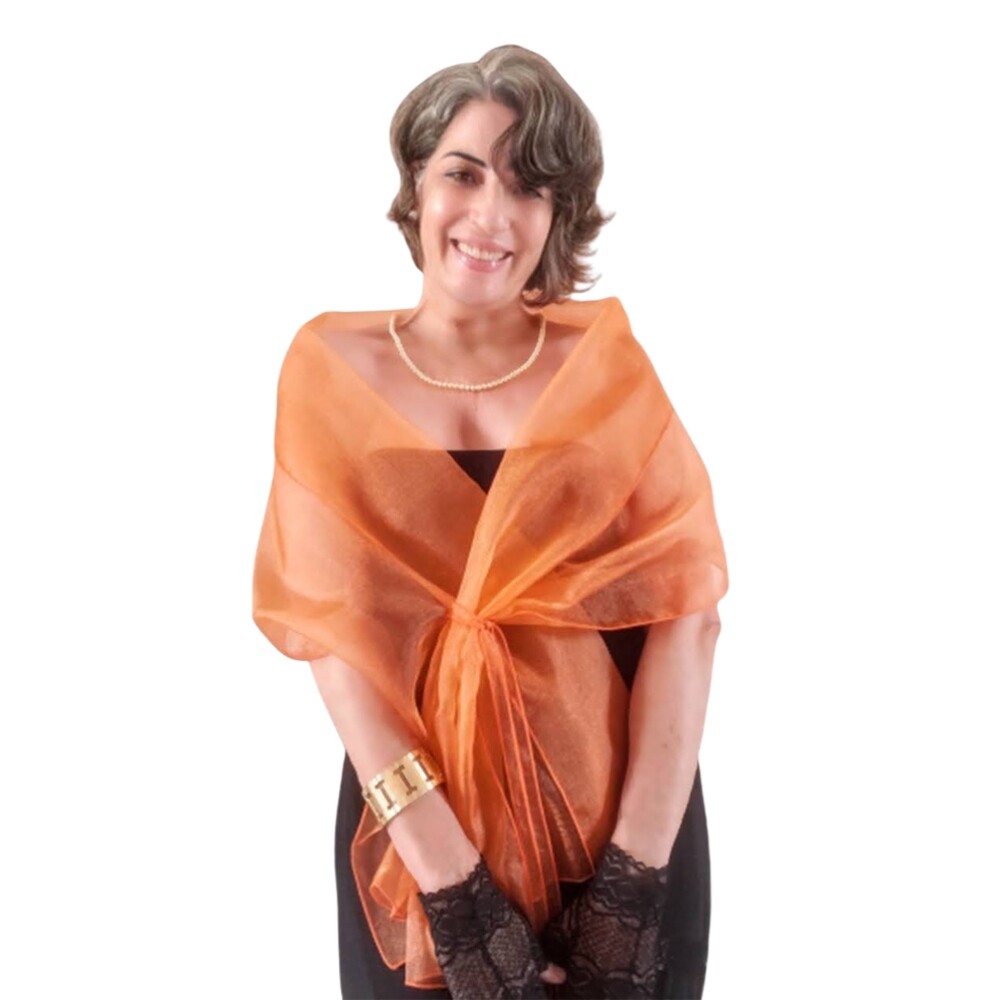 Echarpe Festa Modelo Cristal Laranja Terracota Casamento Formatur