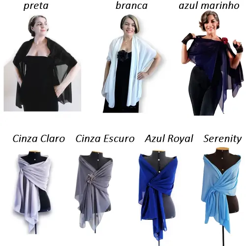 Echarpe Festa Musseline Transparente Várias Cores a Escolher