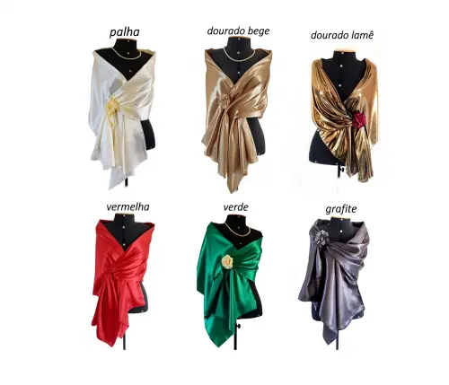 Echarpe Festa Brilho Cetim Cor a Escolher