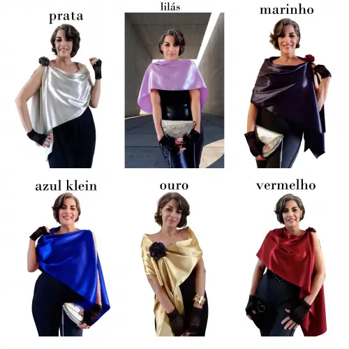 Echarpe Festa Brilho Cetim Cor a Escolher