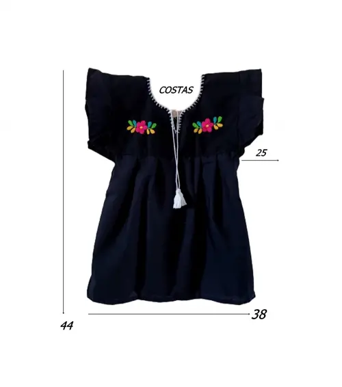Vestido Mexicano Infantil T1 e T2 Bordado a Mão
