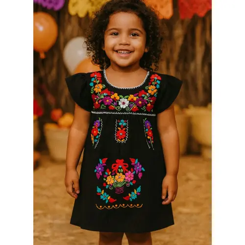 Vestido Infantil Mexicano Bordado