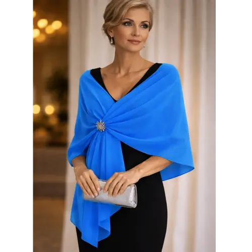 Echarpe Festa Musseline Toque de Seda Turquesa ou Azul Turquesa