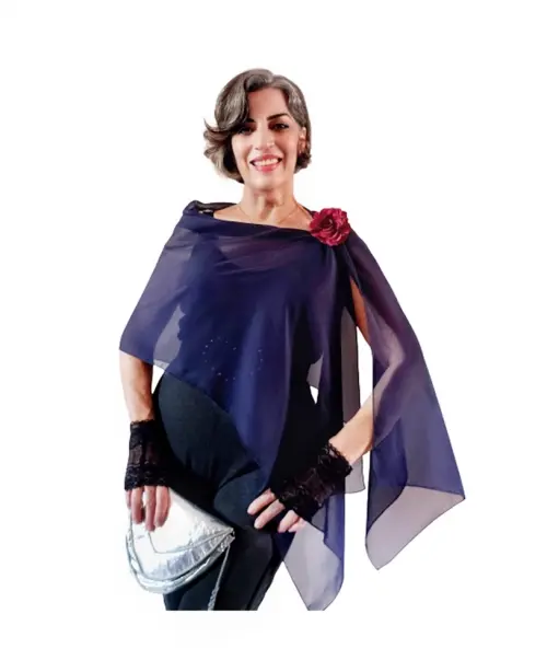 Echarpe Festa Musseline Toque de Seda Azul Royal Bic