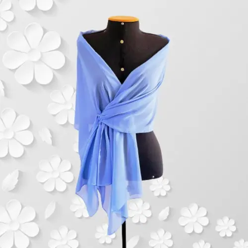 Echarpe Festa Musseline Toque de Seda Azul Serenity