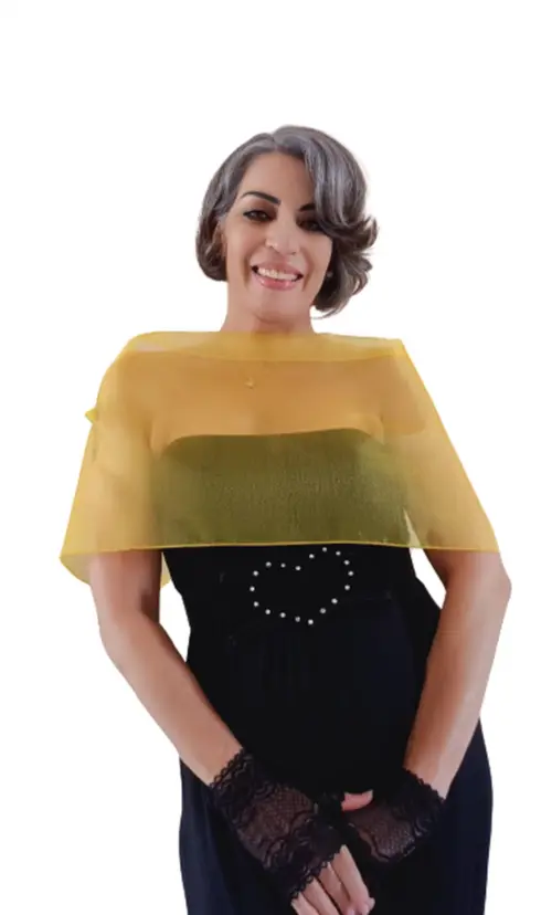 Echarpe Modelo Bolero Amarelo Ouro Busto 99cm