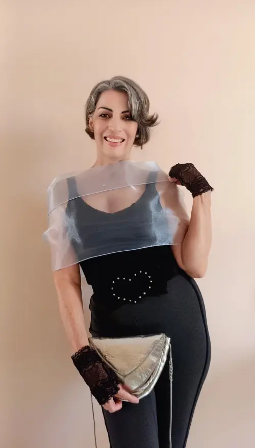 Echarpe Bolero Azul Modelo Cristal Pequena