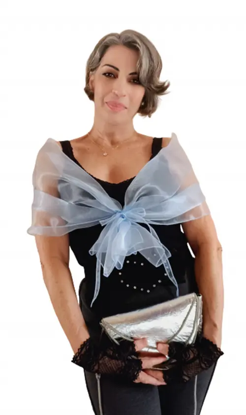 Echarpe Bolero Azul Modelo Cristal Pequena