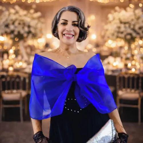 Bolero Echarpe Festa Casamento Madrinha Formatura Azul Bic