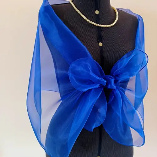 Bolero Echarpe Festa Casamento Madrinha Formatura Azul Bic