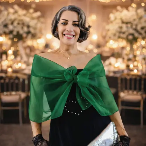 Echarpe Bolero Festa Verde Busto 99cm Pronta Engrega