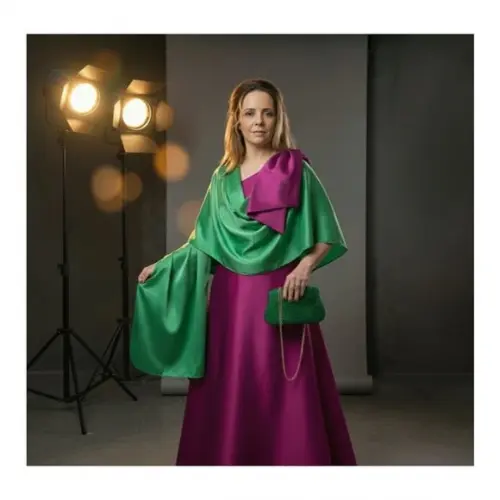 Echarpe Crepe de Seda Verde Esmeralda Madrinha Formatura