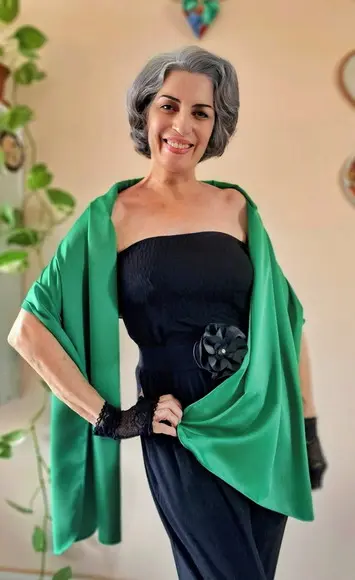 Echarpe Crepe de Seda Verde Esmeralda Madrinha Formatura
