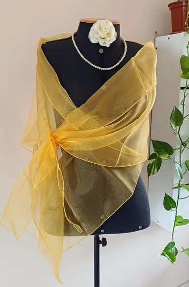 Echarpe Festa Amarelo Ouro Modelo Cristal Por Encomenda