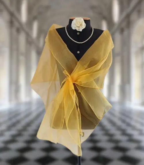 Echarpe Festa Amarelo Ouro Modelo Cristal Por Encomenda