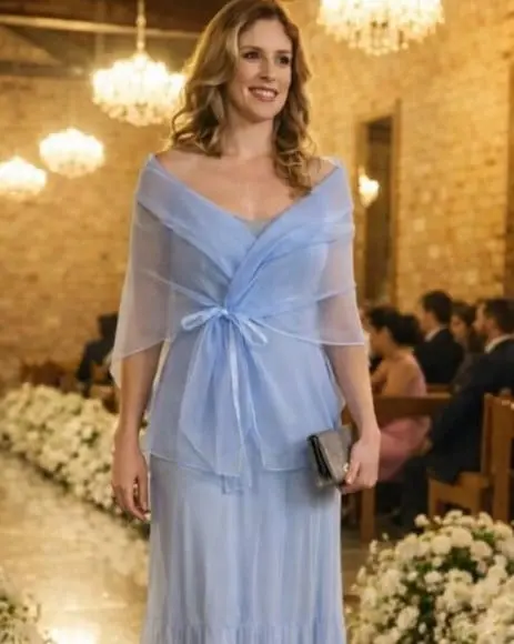 Echarpe Festa Azul Serenity Casamento Formatura Cristal